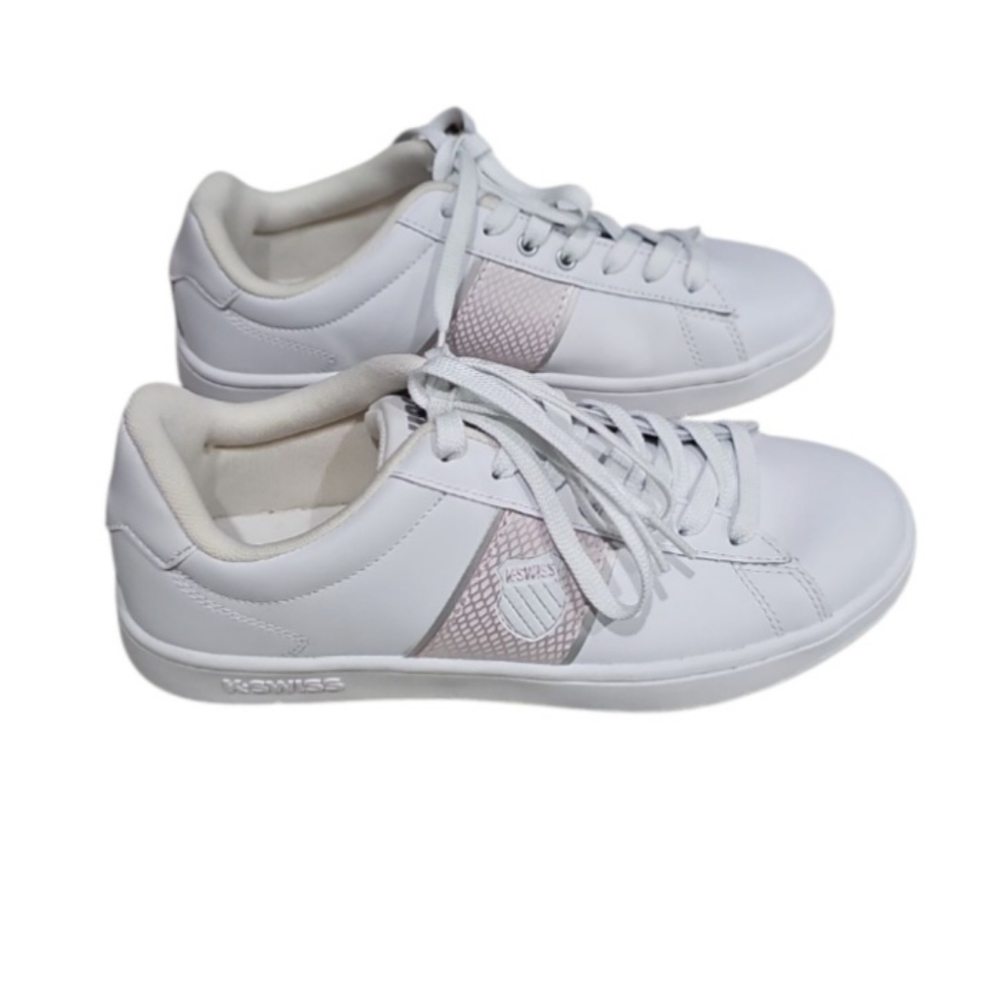 K-Swiss Tennis Shoes/Sneakers Women's Size 9 Leather White/Pink Accent EUC